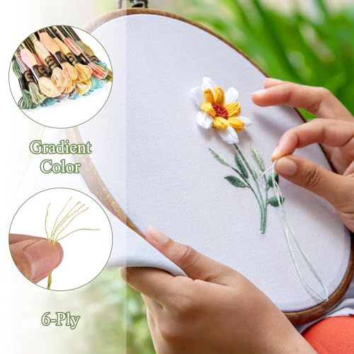 FASHEWELRY 18 Skeins Embroidery Floss Thread 0.5mm Cross Stitch Threads 6-Ply Embroidery String Segment Dyed Multi Color Bracelet Cord for DIY Sewing Stitching Crafts Bracelet Making - color: 18 Colors, size: 0.5mm
