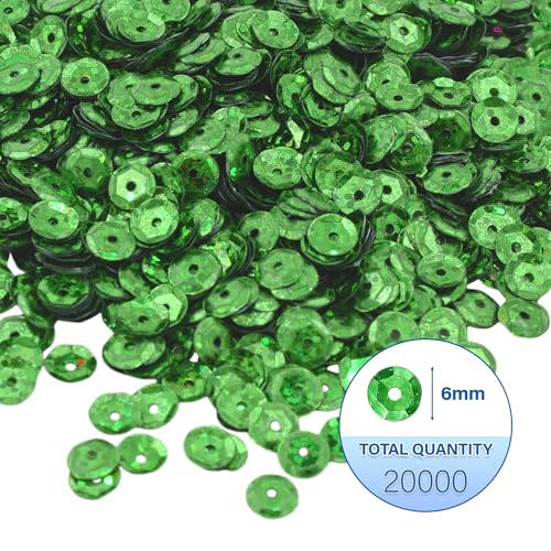 Mandala Crafts 6mm Cup Holographic Green Sequins for Sewing Embroidery - color: Holographic Green, size: 6mm Cup Sequins