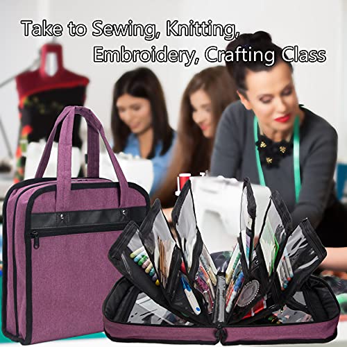 PACMAXI Sewing Accessories Storage Bag, Knitting, Craft Tools - color: purple