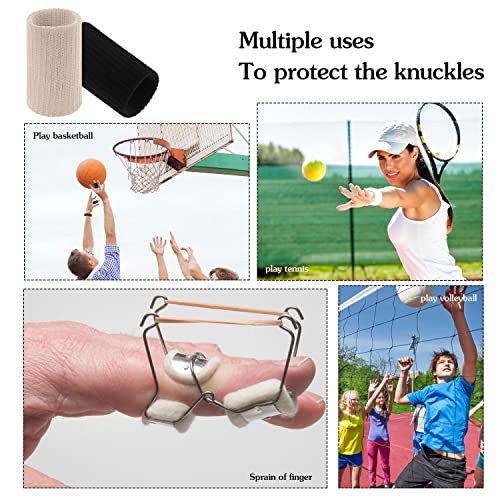 20 Pcs Finger Sleeves Protectors, Elastic Sport Finger Sleeves, Black/Nude - color: Black, light skin tone