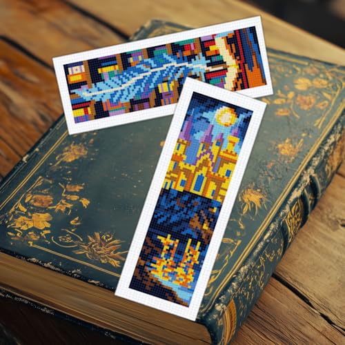 BEUNITONE 6 PCS Cross Stitch Bookmark Kit for Adults Beginners,Fairy Tale Scene Pre-Printed Cross Stitch,DIY Stamped Embroidery Bookmark Kits,with Instructions,Craft Kit for Book Lovers 8.5''x3'' - style: Fairy Tale Scene