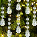 Jishi 30pk Crystal Teardrop Ornaments for Christmas Tree Decorations, Hanging Clear Plastic Acrylic Tear Drop Crystal Ornaments for Christmas Tree, Xmas Bead Garland New Years Party Supplies Clearance - style: Teardrop