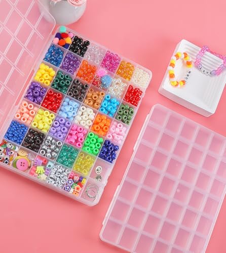 42 Grids Bead Organizer Box, Clear Jewelry Organizer for Bead Organizers and Storage - color: [1-Pack] Clear, size: 42-Grids