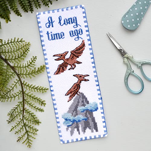 Povitrulya Dinosaur Counted Cross Stitch Kit Pterodactyl - DIY Bookmark Set for Hand Embroidery, Suitable for adultss - color: Pterodactyl