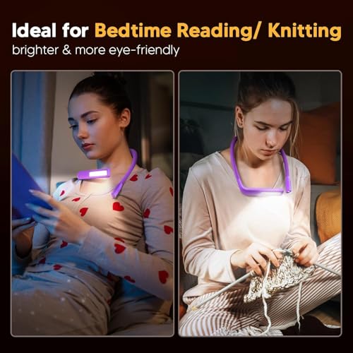 Neck Light with Storage Case, 3 Colors Dimmable Reading Light - color: Dark Purple Light with Storage Case