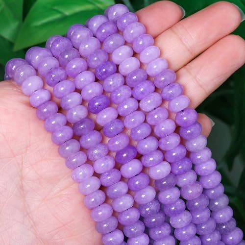 5x8mm 100Pcs Natural Purple Rondelle Beads for Jewelry Making Loose Spacer Abacus Disk Beads Gemstone for Bracelets Necklace DIY Crafts - color: Purple