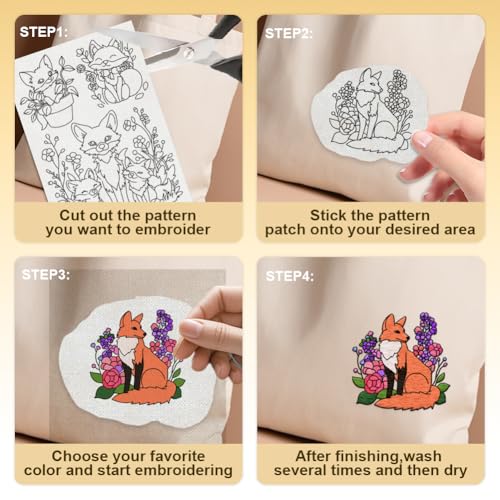 15Pcs Cartoon Fox in Flower Water Soluble Sewing Stabilizers - style: Fox
