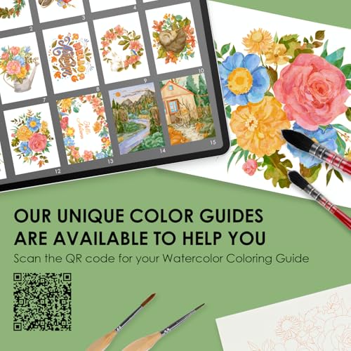 Grabie Watercolor Coloring Book, 15 A5 Cotton Sheets, Autumn-Themed - color: Autumn