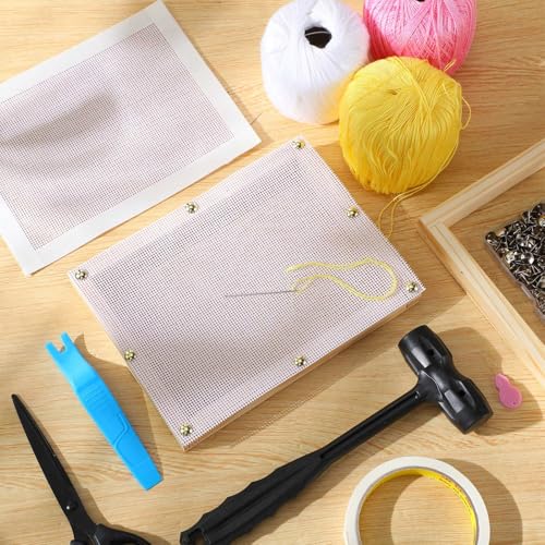 Knitgrip 2 Pack Needlepoint Canvas 14 Mesh 20 x 20 Inch Blank White Canvas Polyester Cotton Needlepoint Mesh Twist Interlock for Embroidery Blanks DIY Knit Crochet Projects Make Dividers - size: 20 x 20 Inches