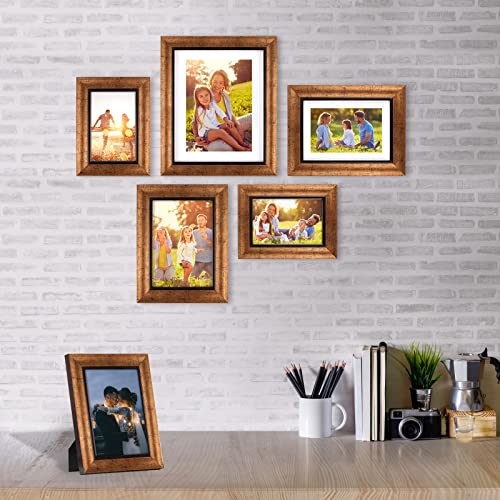 XUANLUO 5x7 Picture Frames Set of 4,Rustic Retro Photo Frame(Gold) - color: Gold-4pcs, size: 5 x 7 inch