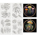 BENECREAT 4 Sheets 16 Pcs Jellyfish Water Soluble Embroidery Pattern, Stick and Stitch Embroidery Paper Wash Away Designs, Embroidery Starter for Beginners DIY Craft, Sewing Embroidery - color: Jellyfish