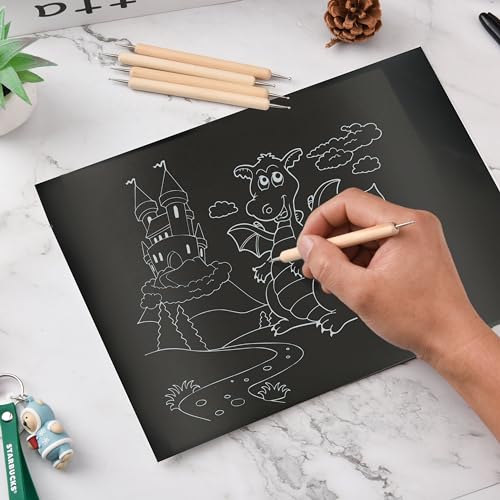 200 Sheets Carbon Paper Graphite Paper Black Carbon Transfer (8.5 x 11.5 inch) with 5 PCS Embossing Styluses Dotting Tools for Wood Paper Canvas Craft