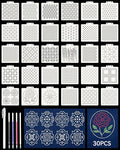 FIVEIZERO 30PCS Sashiko Stencils Kit,Sashiko Templates&4 Heat Erasable Pens - color: new style-small