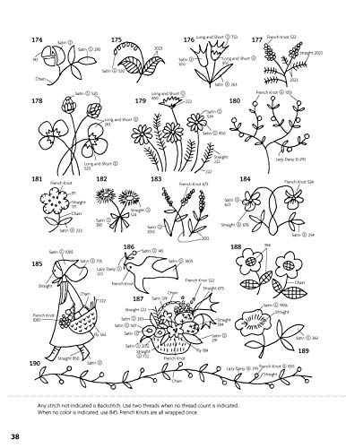 500 Simply Charming Designs for Embroidery: Easy-to-Stitch Monograms and Motifs (Design Originals) Patterns for the Home, Holidays, Food, Animals, and Borders, with Stitch Guide and Gallery