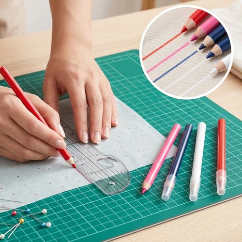 12 PCS Fabric Pencil, Washable Chalk Pencil for Marking Fabric