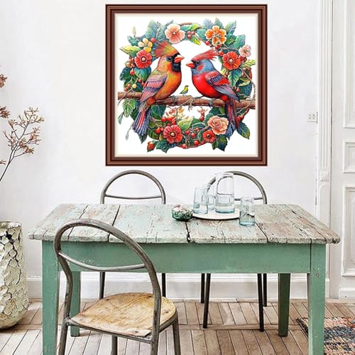 Dimxvean Counted Cross Stitch Kits for Adults,11CT Unprinted Cross-Stitch Pattern Embroidery Kit Cross Stitching Kit Supplies Needleworks Set-Flower Garland Bird 18x18 inchs - color: SetColor12