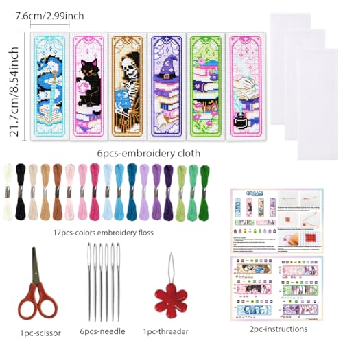 ORIGACH 6 Pack Fantasy Tarot Cross Stitch Bookmark Kit - style: Fantasy Tarot