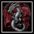 Fanxvivy Counted Cross Stitch Kits for Adults 11CT Unprinted Cross-Stitch Patterns Embroidery Kits Easy Cross Stitching Needlepoint Kits&Dragon and Rose 18x18 inch - color: DIY-craft12