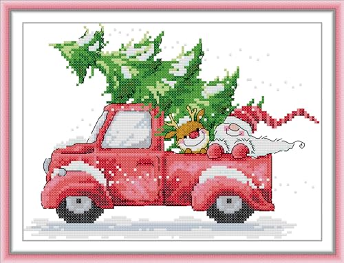 Howie's Needlepoint Cross Stitch Kits, 14CT Pre-Printed Pattern Needlepoint Kits, Full Range of Stamped Starter Kits(Christmas eve,11.42 x 8 inch) - color: Christmas eve