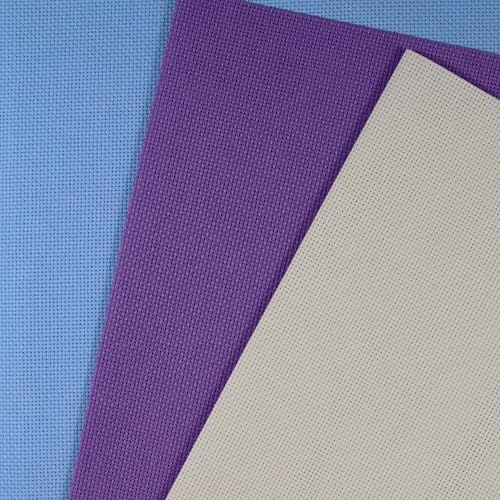 KCS 3 pc of 12" x 18"(30cmx45cm) 18CT Counted Cotton Aida Cloth Cross Stitch Fabric (Cream+Light Blue+Lavender) - color: Cream+light Blue+lavender