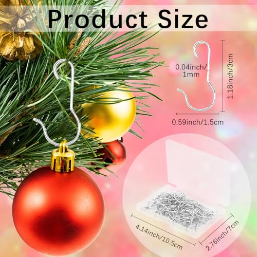 100PCS Silver Ornament Hooks for Christmas Trees with Storage Box - color: Silver