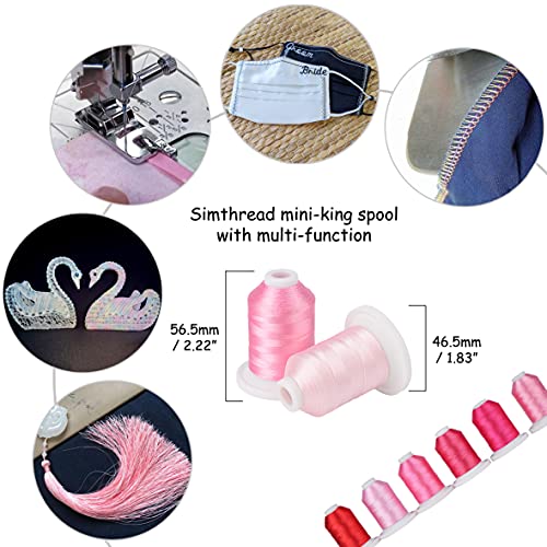 Simthread Embroidery Thread with Storage Box - 800 Yards/Spools - color: Rose Colors
