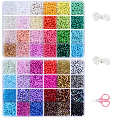 6720pcs 48 Color Glass Seed Beads Kit, 4mm 6/0 with Tools & Accessories - color: 48 Colors