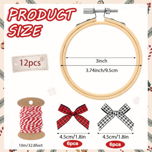 Beeveer 25Pcs Embroidery Hoops Christmas Craft, Red，White,Black,, 3 Inch - color: Red,White,Black, size: 3 Inch