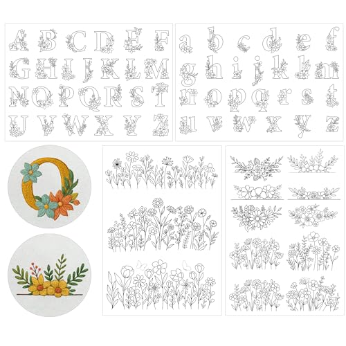 Flower Letter Embroidery Patterns, Water Soluble Stick and Stitch Paper - style: Letter975
