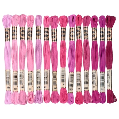 PATIKIL 14 Skeins Embroidery Floss Polyester Multicolored Deep Red Pink - color: Multicolored Deep Red Pink