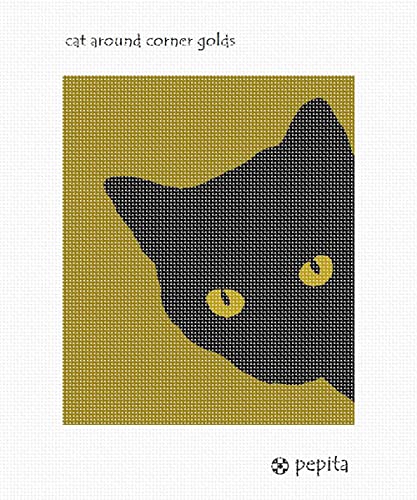 Pepita Needlepoint kit: Cat Around Corner Golds, 7" x 8" - size: Canvas & Thread