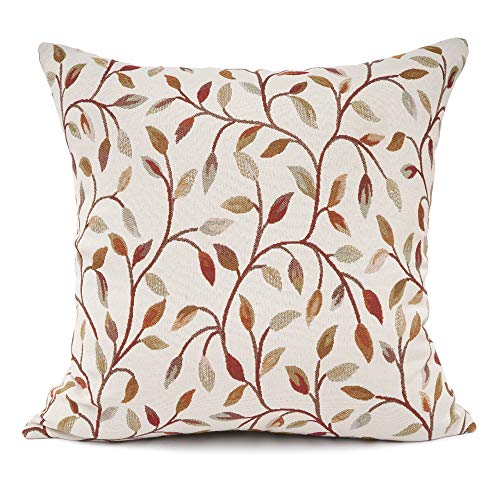 YOUR SMILE Classical Embroidery Jacquard Beige Leaf Pattern Square Decorative Throw Pillow Case Cushion Cover 18 x 18 inch - size: 18" x 18" (Pack of 1)