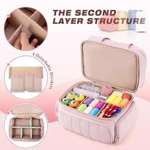 Marscamd Sewing Organizer Bag with Detachable Dividers, Pink (Bag Only) - color: Pink