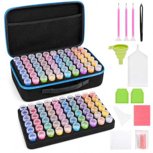 MERATIA Diamond Art Storage Organizer, 120 Jars with Accessories - color: Blue-120 Slots
