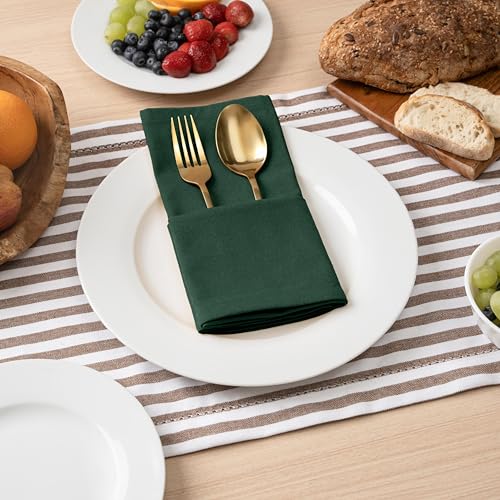 Blue Needles Solid Cloth Napkins 100% Cotton Set of 12-18 x 18 Inches - color: Forest Green, size: 18" x 18" (Set of 12)