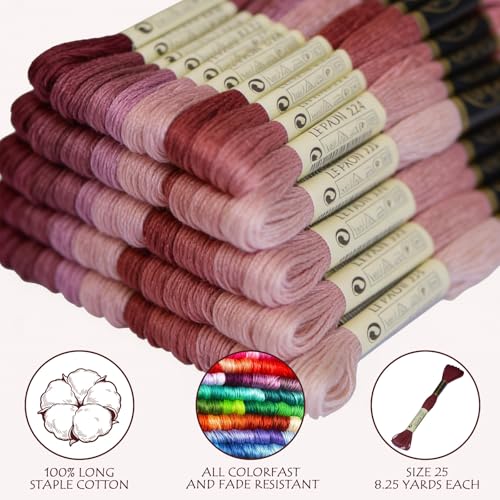 Embroidery Floss - Cross Stitch Threads - Friendship Bracelets Floss - Crafts Floss - 14 Skeins Per Pack Embroidery Floss, Garnet Gradient - color: Garnet Gradient