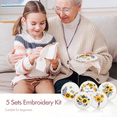 wtisan 5 Pack Embroidery kit for Beginners Adults DIY Starter Kit - color: KIT 03