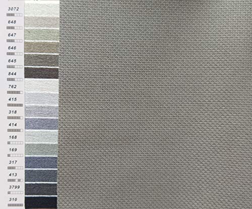 KCS 3 pc of 12" x 18"(30cm x45cm) 14CT Counted Cotton Aida Cloth Cross Stitch Fabric (Light Grey + Medium Grey+ Dark Grey) - color: Light Grey + Medium Grey+ Dark Grey