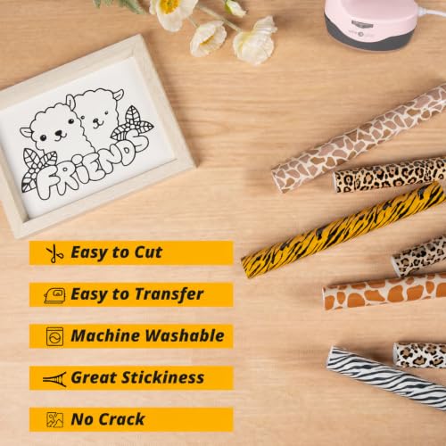HTVRONT Leopard Heat Transfer Vinyl, 8Pc Leopard Iron on Vinyl for T-Shirts - color: B-Rainbow White Glitter