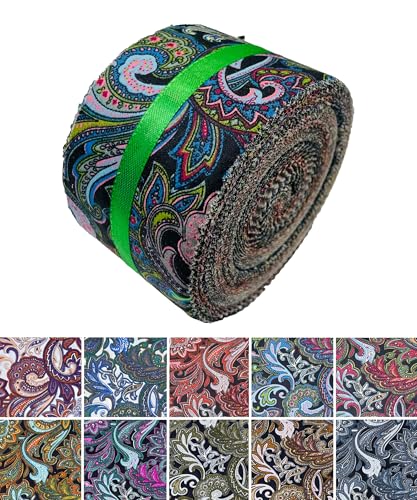 100% Cotton Quilting Fabric Jelly Roll Fabric-Dark Paisley - color: Dark Paisley