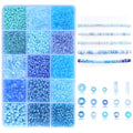Blue Seed Beads for Jewelry Making Glass Bugle Beads for DIY Craft - color: Blue