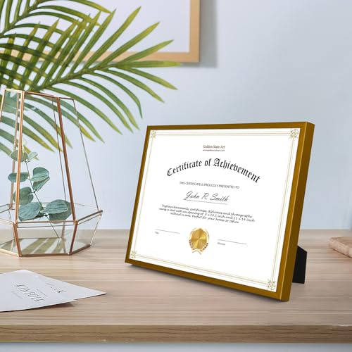Golden State Art 8.5x11 Bronze Aluminum Certificate Frame Real Glass Front - color: Bronze(No Mat)