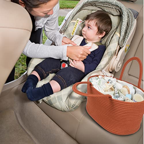 XUANGUO Large Cotton Rope Baby Diaper Caddy Organizer Basket Rust - color: Rust, size: Large
