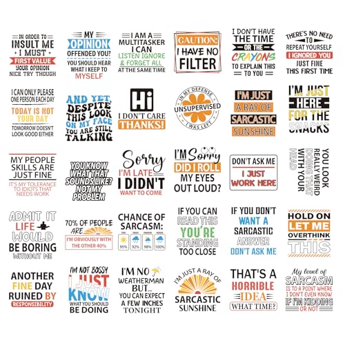 30 Pcs Sarcastic DTF Transfers Ready to Press Iron on Patches - color: Sarcastic Quotes