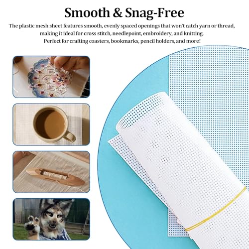 Plastic Canvas Sheets 13.4” x 10.4” Per Sheet, 2.5mm Mesh (About with 7 Holes per inch) Easy-to-Cut Needlepoint Canvas for Cross Stitch, Embroidery, DIY Crafts & Aquarium Dividers (4 Piece) - size: 4 Pcs