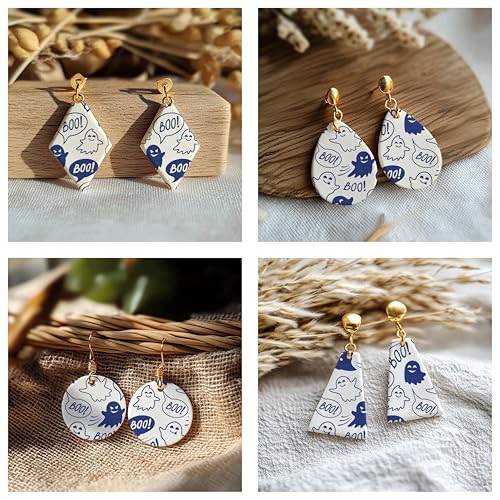 Halloween Silk Screen Stencils for Polymer Clay, 3 PCS Spider Web Ghost Silkscreen for Polymer Clay Earring Making, Reusable Silk Scre - color: SSCMB-93
