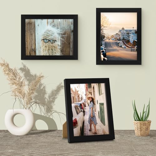 Frametory 8.5x11 Picture Frame Black,Solid Wood&Tempered Glass,Fit 8.5x11 - size: 8.5x11 (4 Pack)