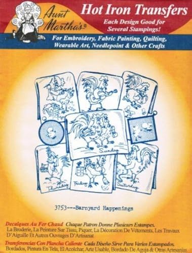 Aunt Martha's Hot Iron Embroidery Transfer 3753 Days of the Week Barnyard Happenings