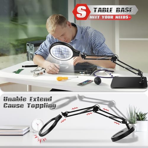 NZQXJXZ 10X 30X Large Magnifying Glass with Light and Stand 5-inch