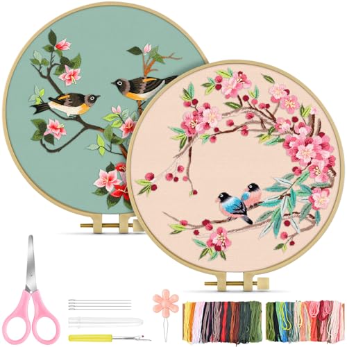 TINDTOP Embroidery Kit for Adult, Owl Embroidery Kit for Beginners - color: Bird